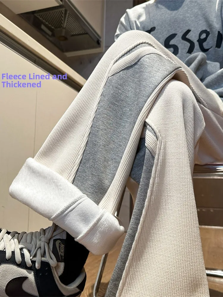 

Мужские зимние повседневные брюки Color Blo Fce Lined Thi прямого кроя, молодежные, модные, свободные, длинные, с широкими штанинами