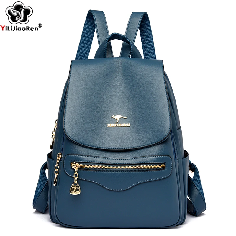 Fashion Backpack Women Soft Leather Rucksacks Ladies Shoulder Bags Designer Travel Bag Large School Bags for Girls Bagpack