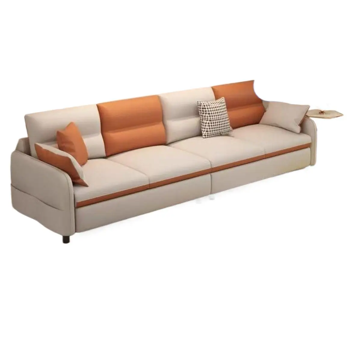 

Modern simple small apartment living room technology fabric sofa cream style light luxury three-person