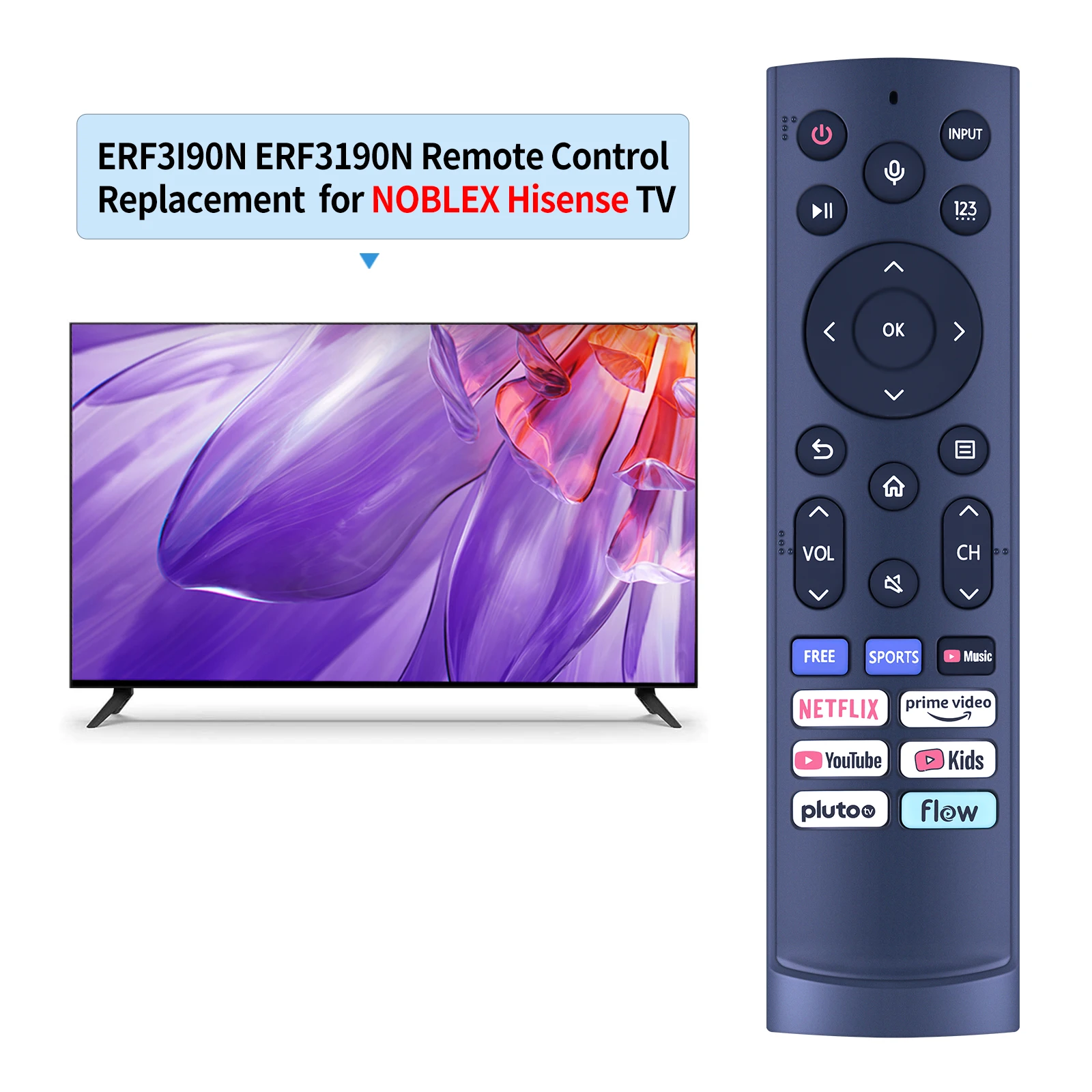 New Voice Remote Control ERF3I90N ERF3190N for NOBLEX Hisense Smart TV