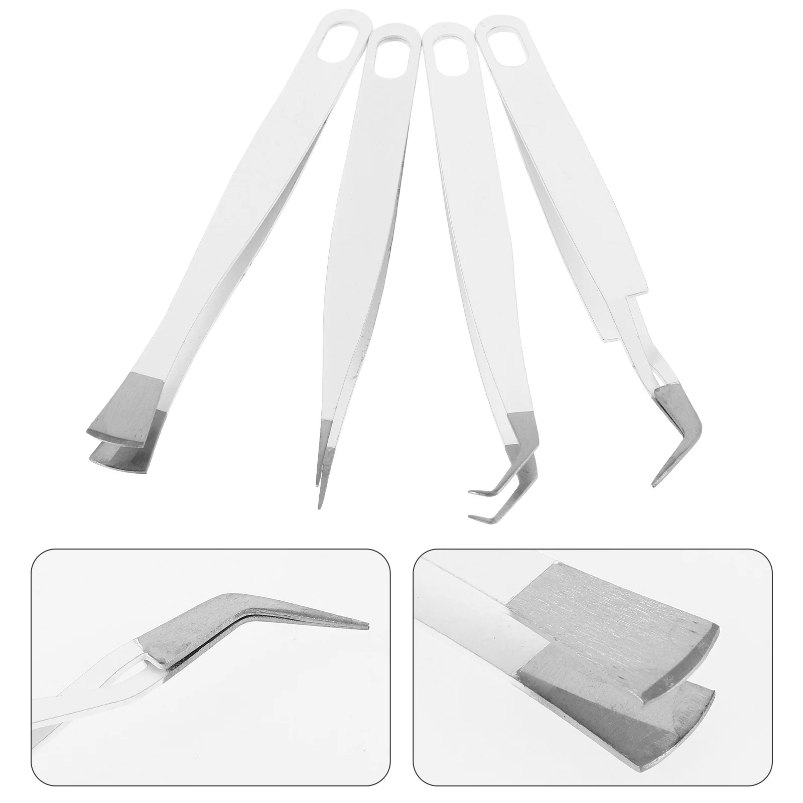 

4pcs Stainless Steel Tweezers Tool Set Durable Craft Eyebrow Fake Eyelash Makeup Tongs For Home Professional Use Multi-Use