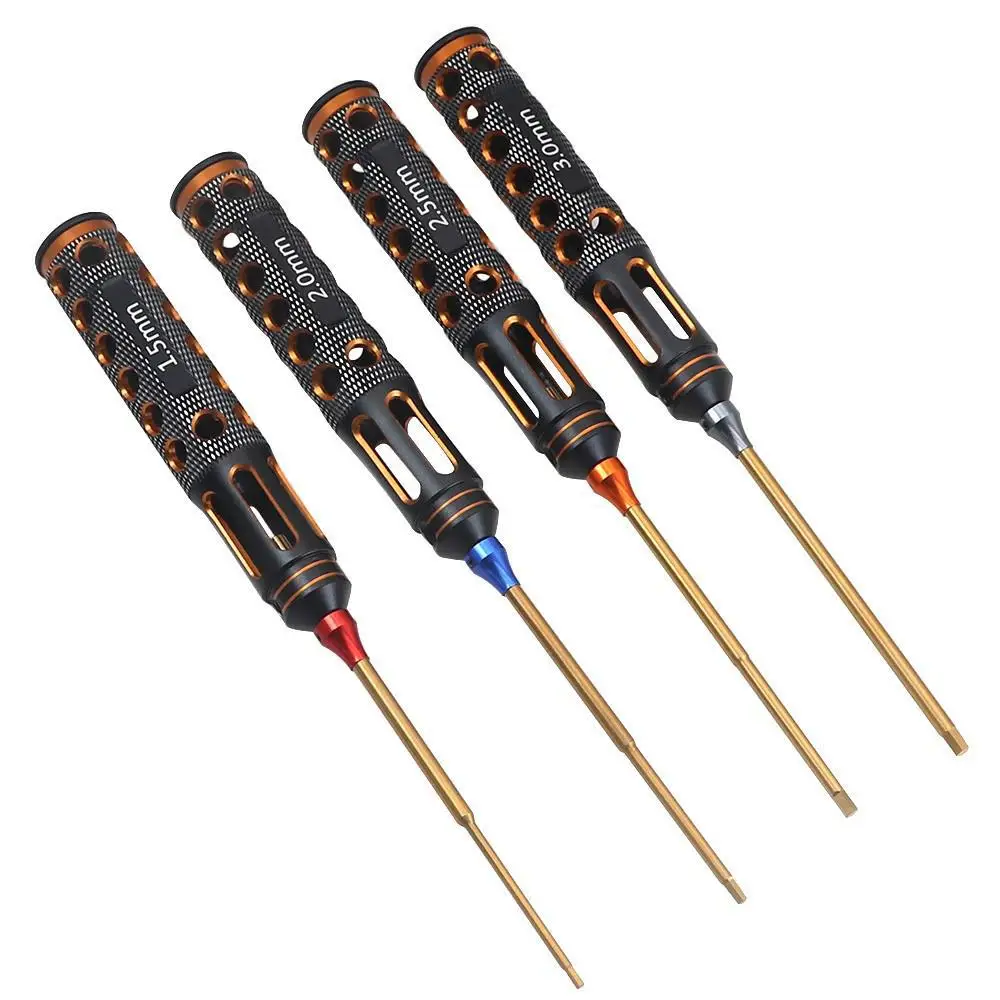 4pcs Rc Model Car Repair Tools Hard Alloy Steel Metal Hex Screwdrivers Tools 1.5/2.0/2.5/3.0mm For Rc Model Cars Airplane Boat