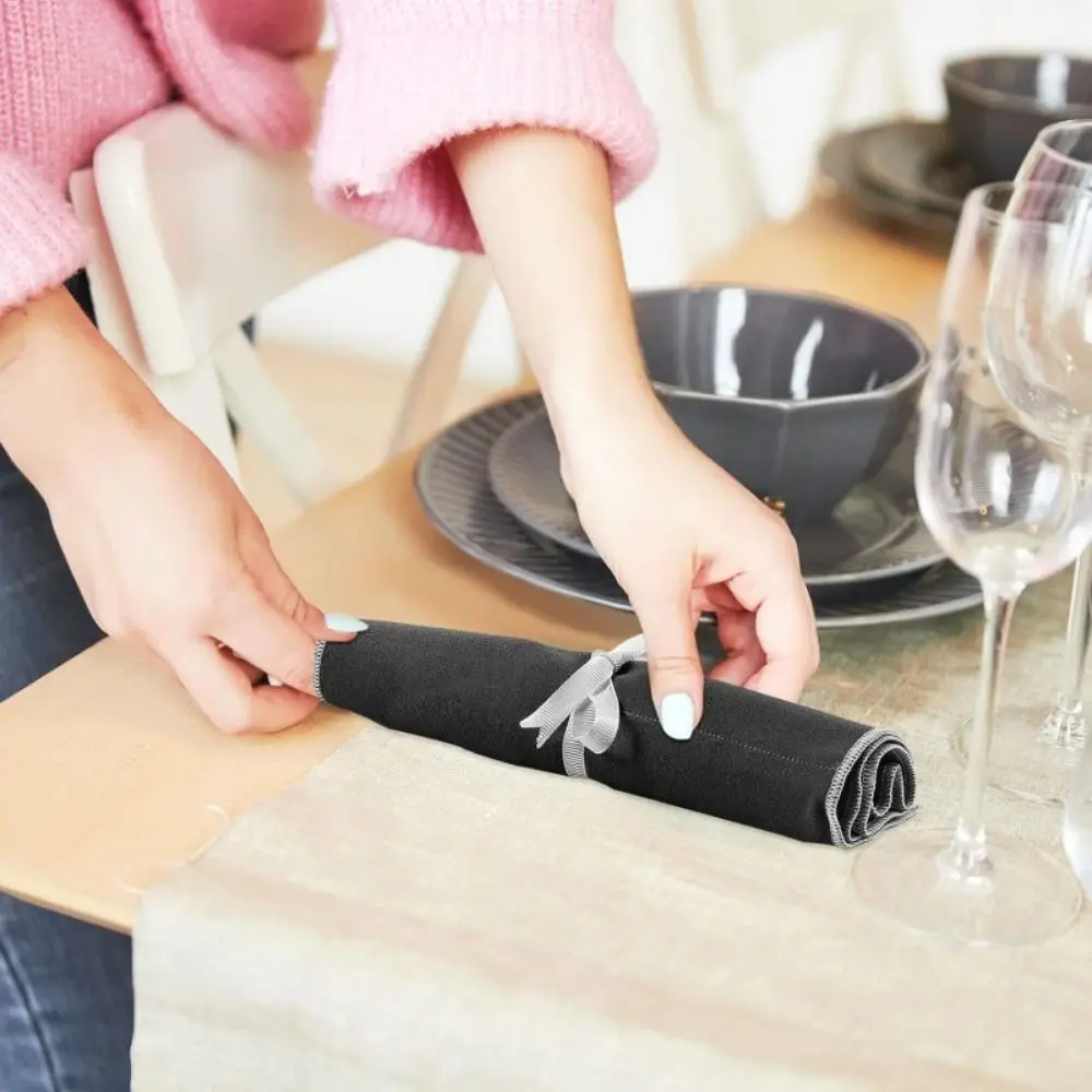 Portable Felt Silverware Storage Bag Anti Tarnish Large Capacity Utensils Organizer Tableware Dust Bag Kitchen