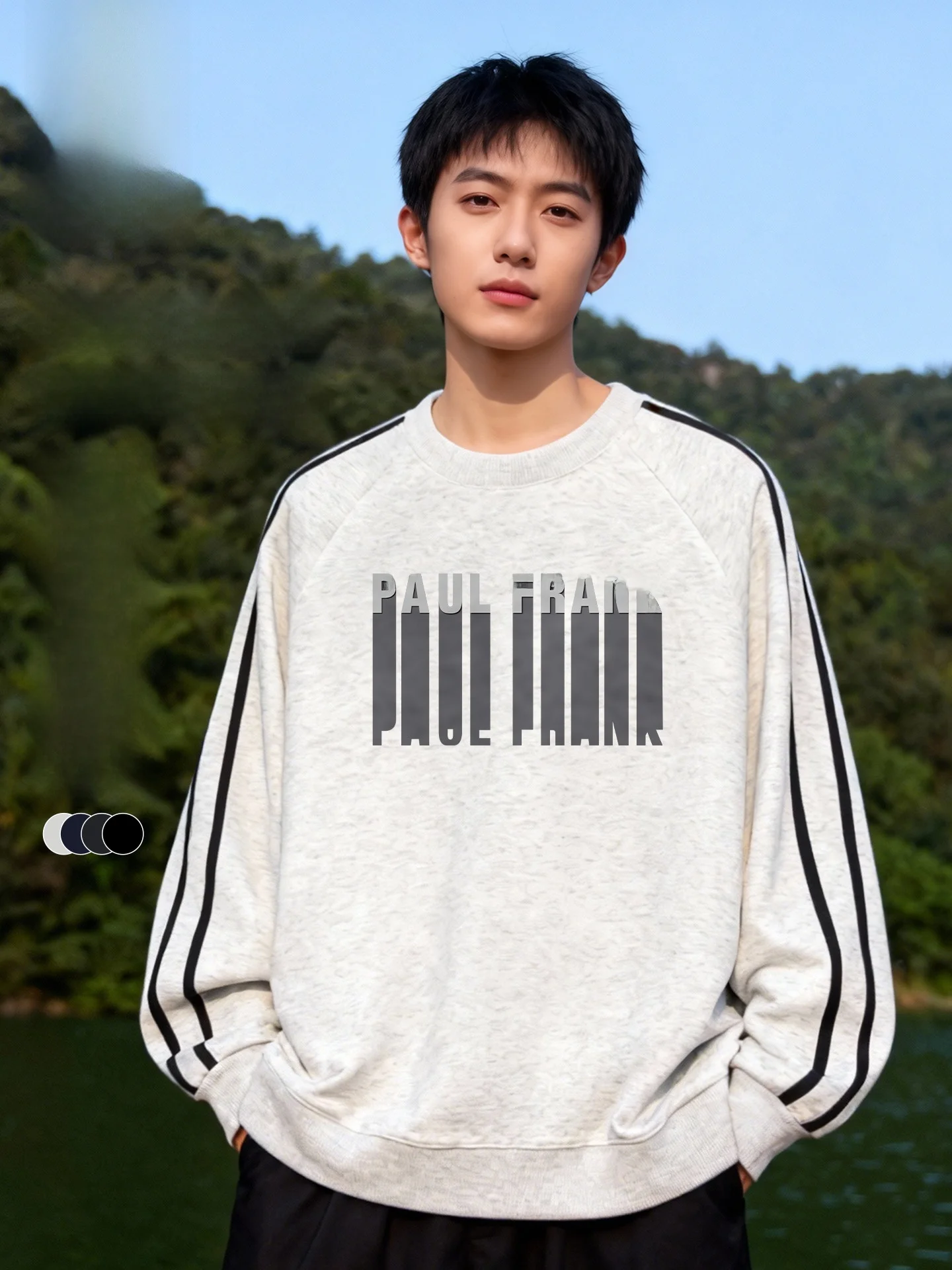 

Large Mouth Monkey round Ne Sweatirt Men's Spring Loose Oversize Casual Outerwear Contrast Color Printed Cotto...