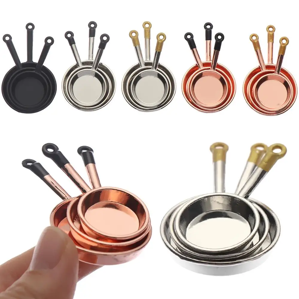 1:12 Scale Miniature Cookware Mini Dollhouse Playing House Kitchen Furniture Frypan Saucepan Model Doll Accessories