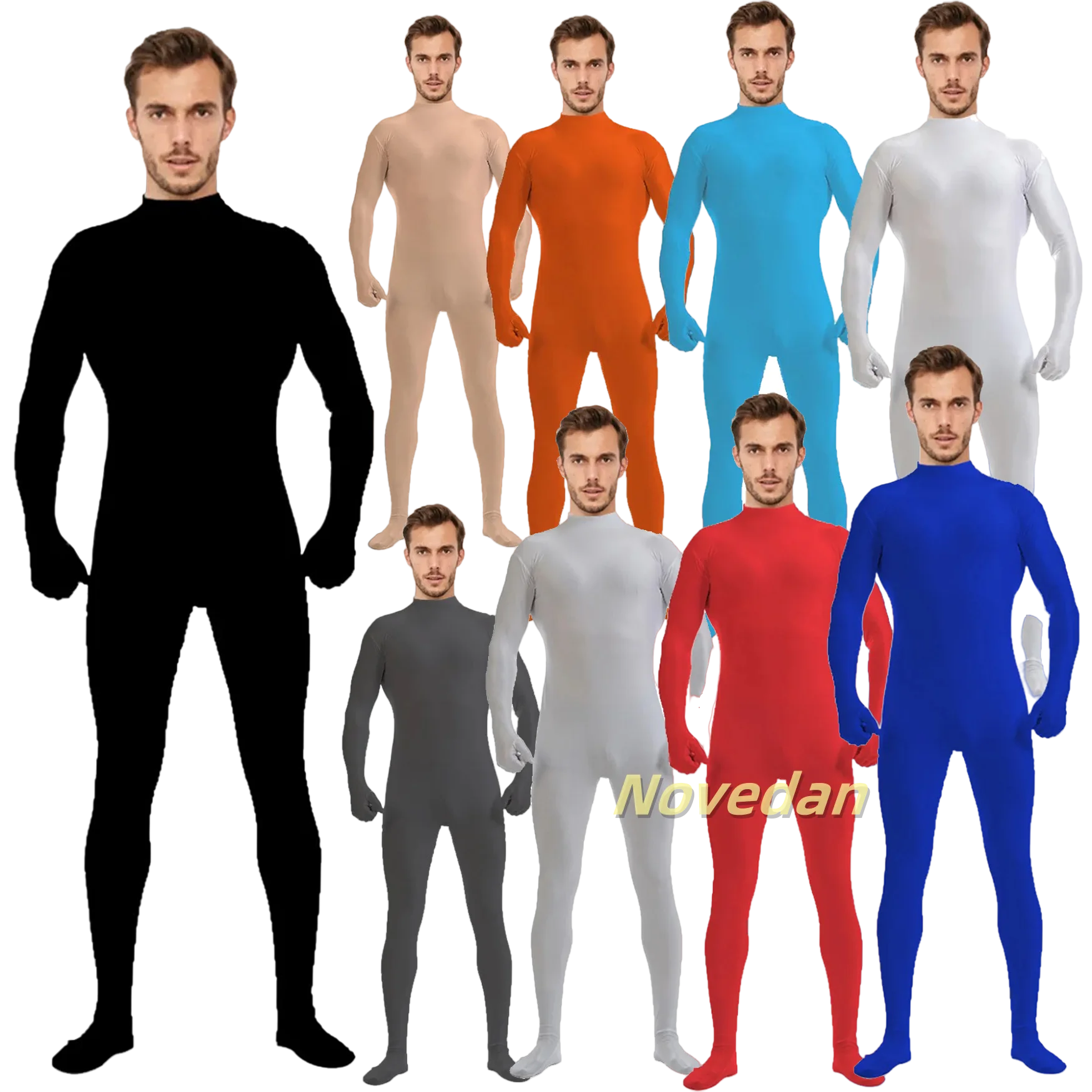 

Tight Fitting Women Men Jumpsuit Zentai Suit Solid Color Clothing Dance Bodysuit Stage Performance Halloween Cosplay Costume