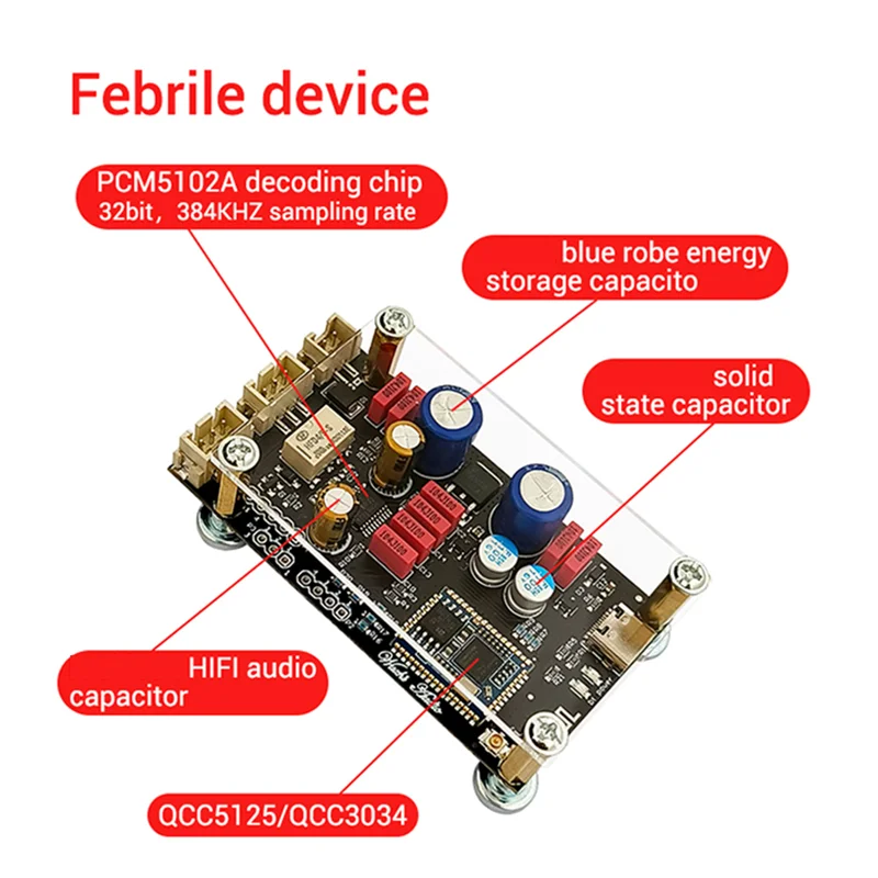 ZK-QCC Qualcomm QCC5125 Bluetooth 5.1 Lossless Decoding Board APTX LDAC Audio Decoder Board