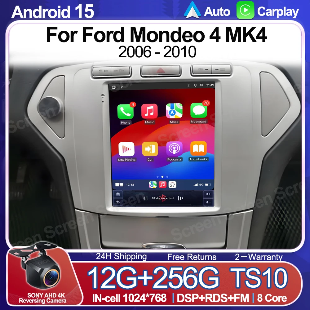 9.7 Polegadas Para Ford Mondeo 4 MK4 2006-2010 Android 16 Multimídia Vídeo Player Navegação 5G Rádio Automotivo Tela Sensível ao Toque WIFI GPS 2 Din