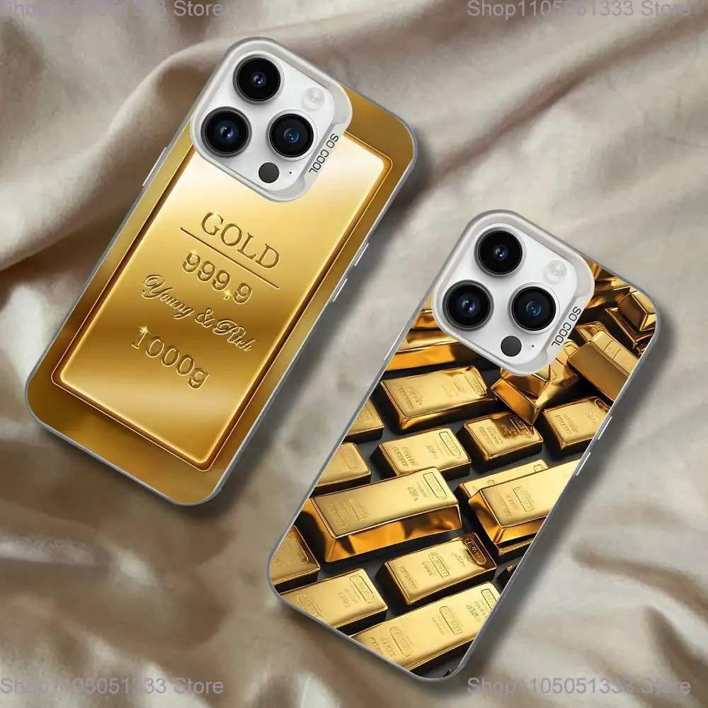 

Money Gold Art Phone Case For iPhone 16,15,14,13,12,11,Pro,XS,Max,Plus,Mini,SE White Candy Matte Shockproof Cover