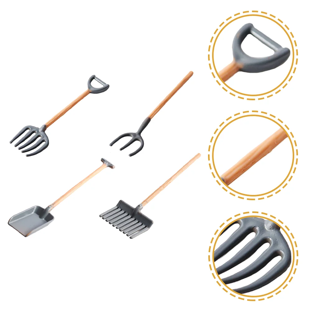 4 Pcs House Mini Farm Child Tools for Kids Plastic Dollhouse Accessories