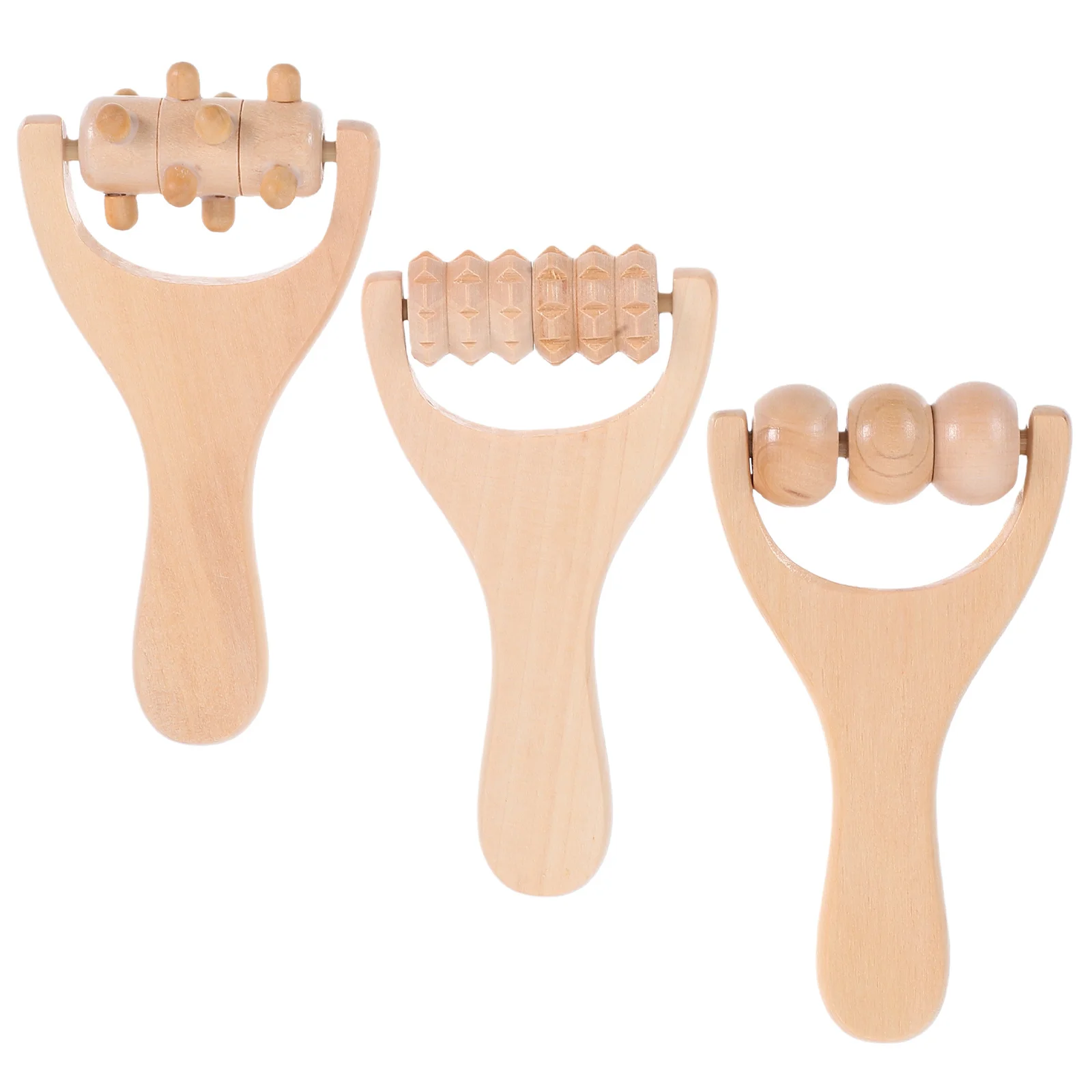 3Pcs Massage Roller Stick Natural Wood Muscle Massager Manual Handheld Back Neck Shoulder Relaxation Tool Wood Roller Stick