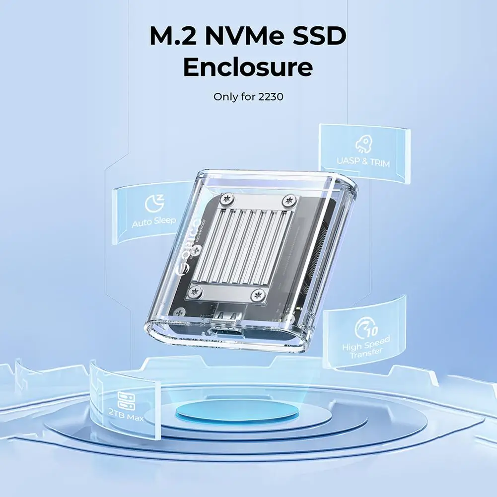 Mini 2230 M.2 SSD Housing NVMe Cabinet 10Gbps M.2 To USB C-type Transparent External Adapter For PCIe SSD NVMe Cabinet D9U6