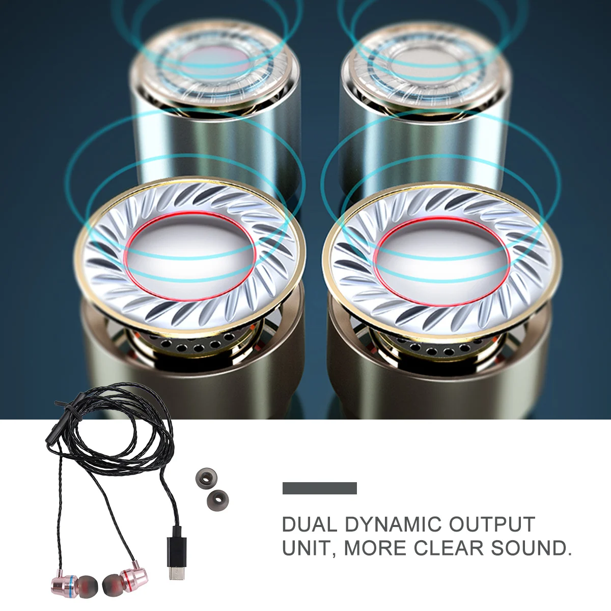 

In-Ear Headphones Type Bass Earbuds Hifi Stereo Sound Sweat-Proof Lightweight For Smartphone Devices Rose Gold