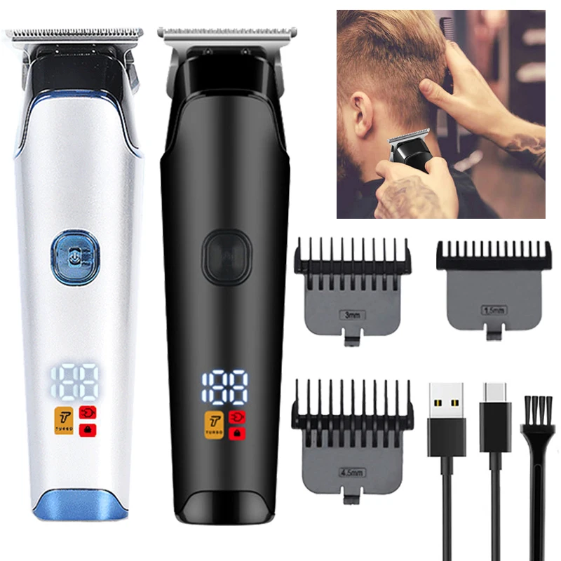 Professional Hair Clipper Men's Barber Beard Trimmer Rechargeable Hair Cutting Machine Ceramic Blade Low Noise Adult Kid Haircut