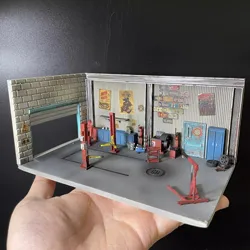 1:64 American Rero Garage Miniature Diy Repair Tool Scene Diorama Model Car