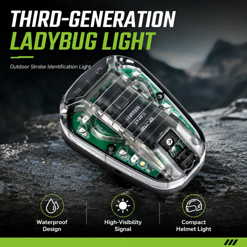 Third Generation Ladybug Stroboscopic Identification Light Outdoor Waterproof Portable Helmet Signal Lamp