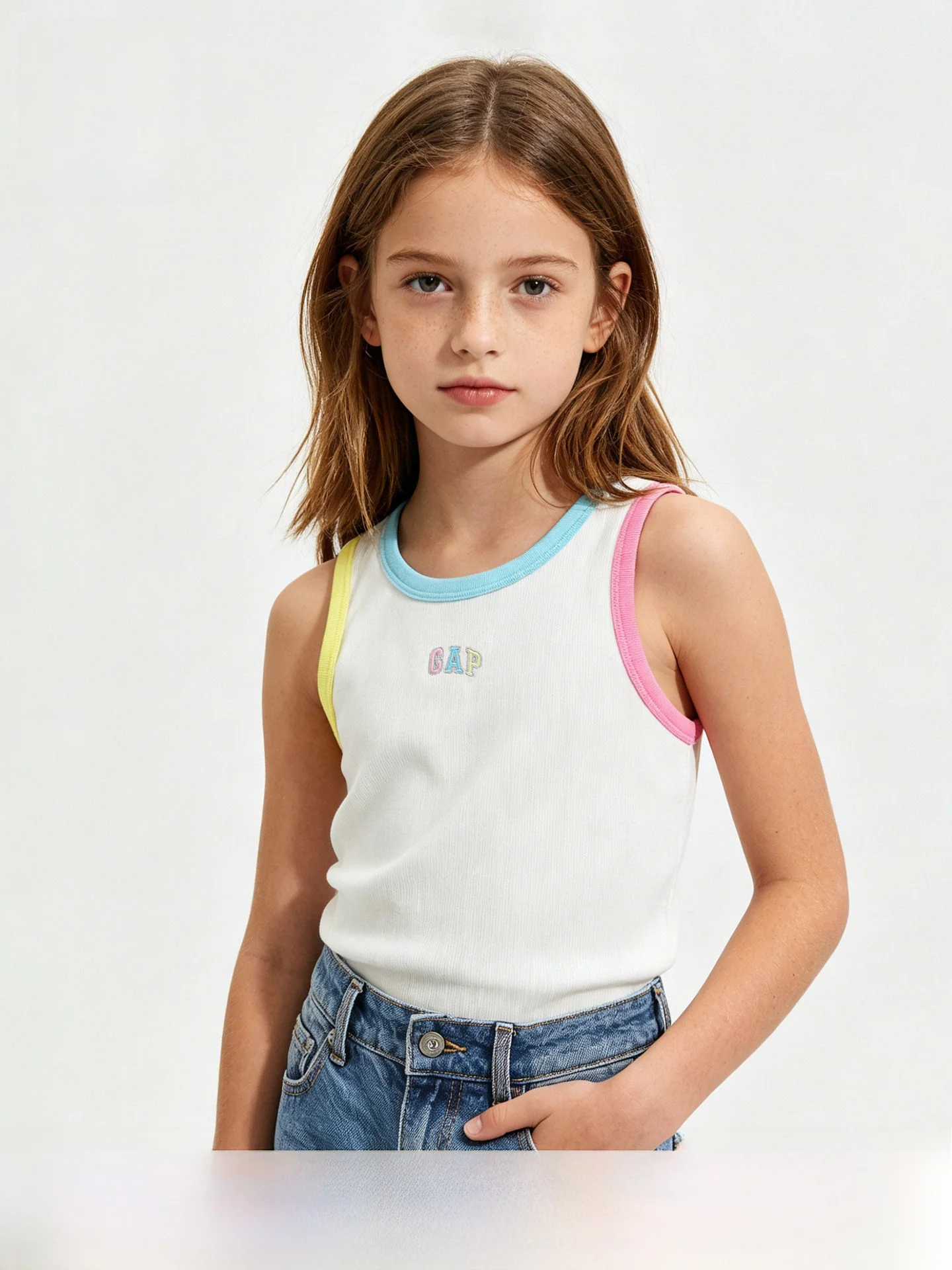 girls-knitted-logo-embroidered-round-neck-vest-summer-new-arrival-children's-clothing-big-kids-sleeveless-inner-wear-summer-2026