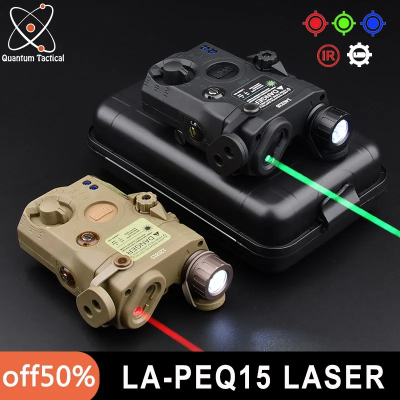 AN/VHP PEQ-15 Airsoft Red Green Blue Dot Laser LA-PEQ15 Battery Box LED Tactical Flashlight IR Night Vision Hunting Weapon Light