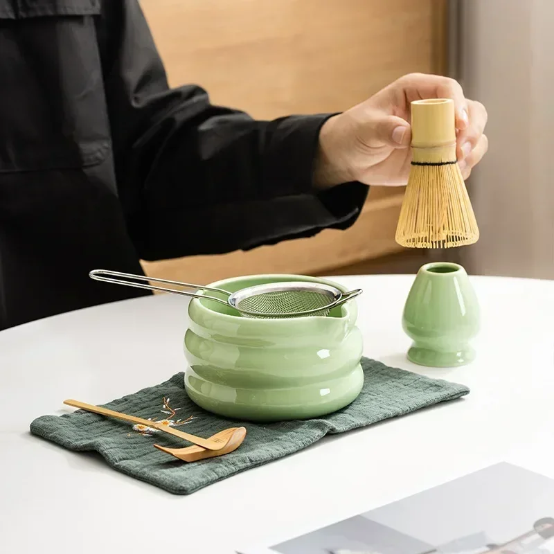 Batidor de polvo de té verde Matcha, herramienta de bambú para ceremonia japonesa, cepillo exquisito, Kit de regalo para Cultura de té, 4/7 piezas