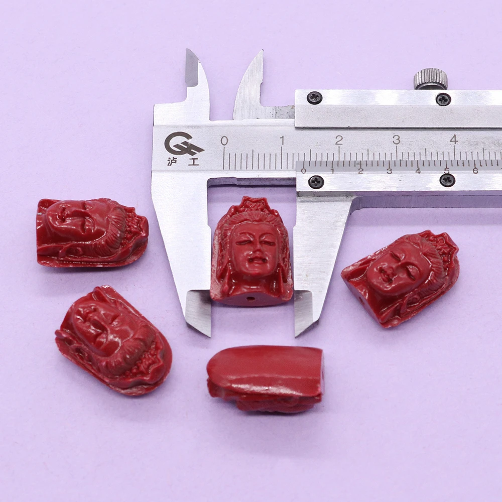 

Exquisite Synthetic Coral Straight-hole Loose Buddha Head-shaped Beads DIY Material Accessories for Necklaces Earrings Jewelry