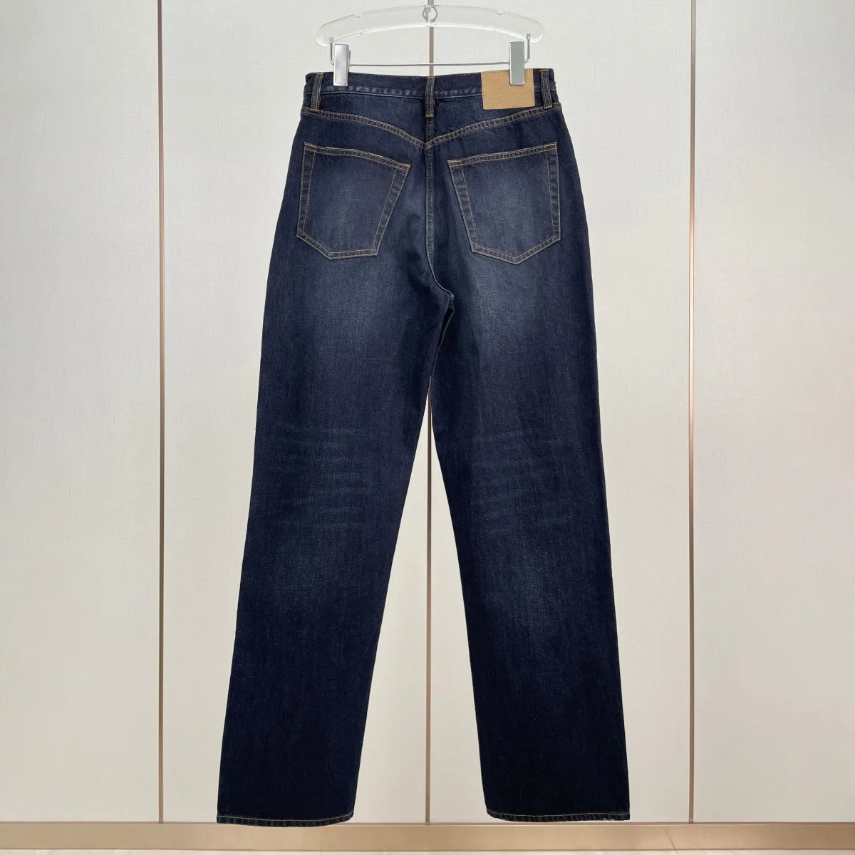 High Quality Women Dark Blue Straight Leg Jeans, Classic High Waist Loose Denim Pants, Vintage Casual Trousers lyt134568