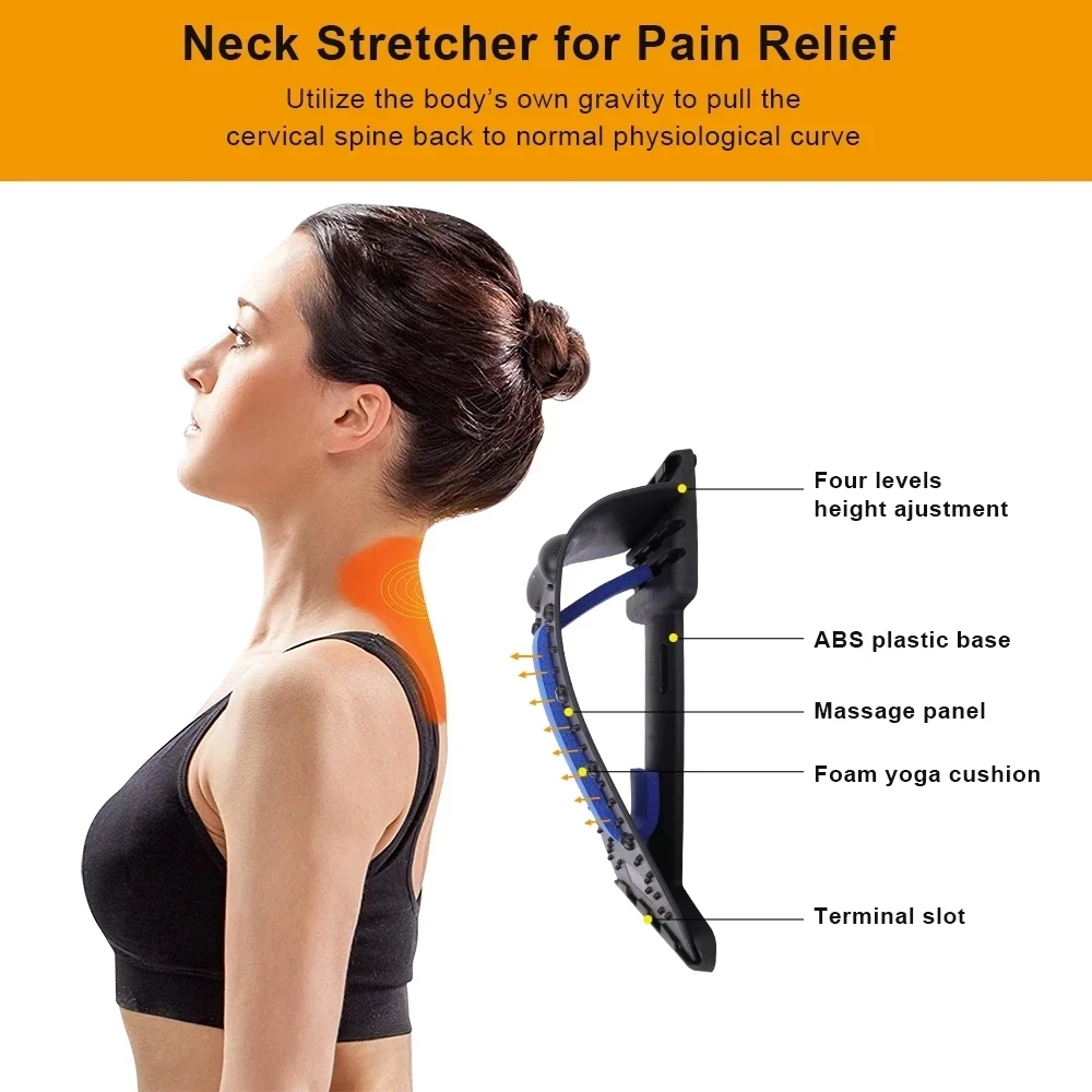 4 Level Magnetic Neck Stretcher Traction Device Massage Tools Pillows Back Stretch Fitness Lumbar Support Cervical Spine Relief