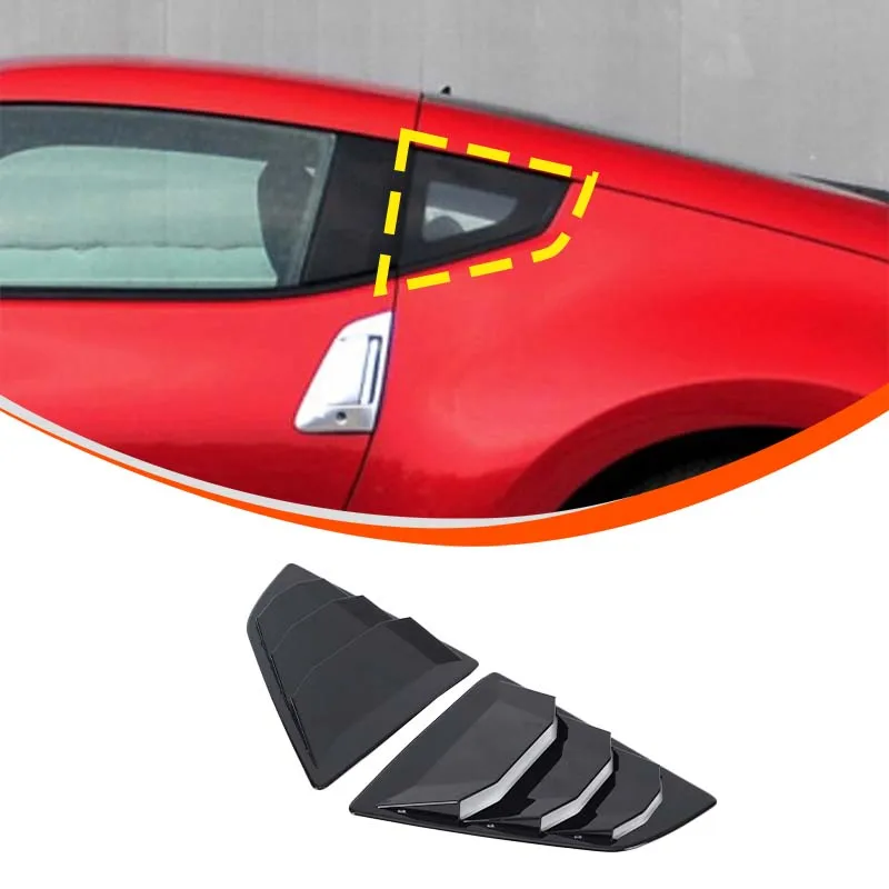 

For Nissan 370Z 2009-2020 Automotive Appearance Modification Accessories Rear Window Glass Louvers ABS Piano Black