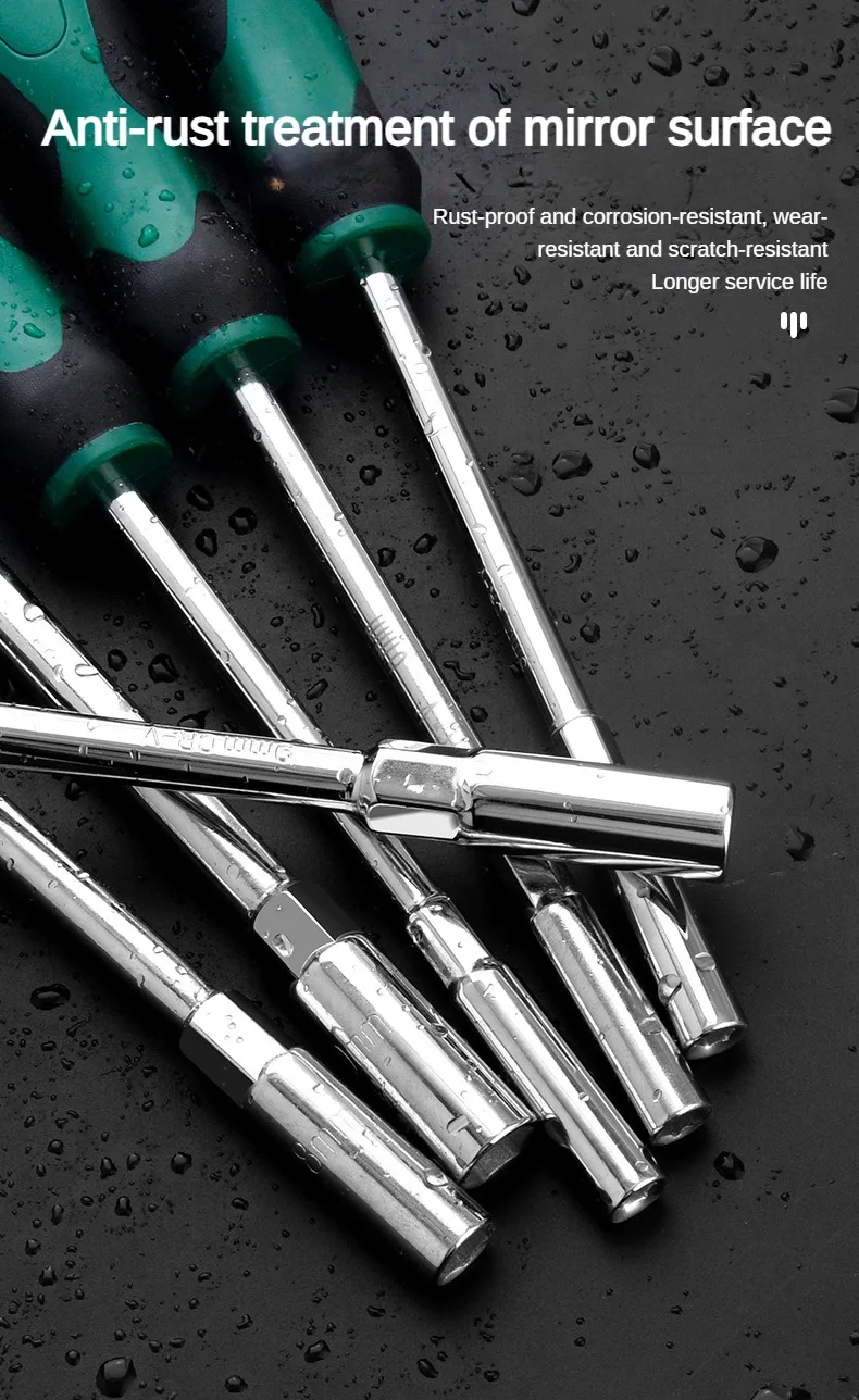 Sechskant-Steckschlüssel-Schraubendreher, 5–14 mm, mehrere Größen, Schraubenschlüssel, Mutternschlüssel für Automotive, mechanische Heimreparatur, Sechskantschlüssel-Handwerkzeuge – Detail 7