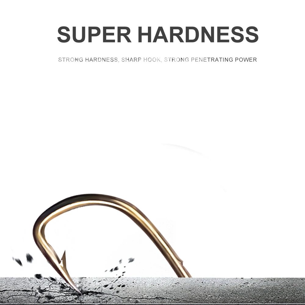 FTK Baitholder Fishing Hooks 100Pcs Live Bait Hook Barbed Shank Down Eye Offset Circle Hook Carp Fishing Jig Worm Hook Tackle