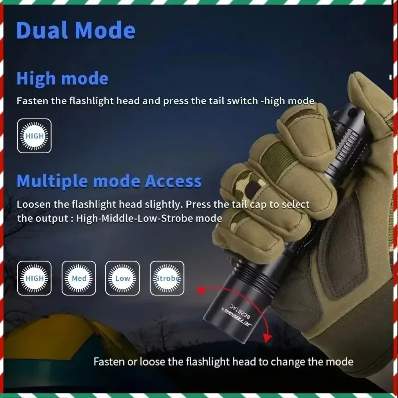 

JETBeam BC20TAC Outdoor Rechargeable Flashlight, LED Tail Magnet With 1100 Lumens Portable Water Resistant Spootlight Black