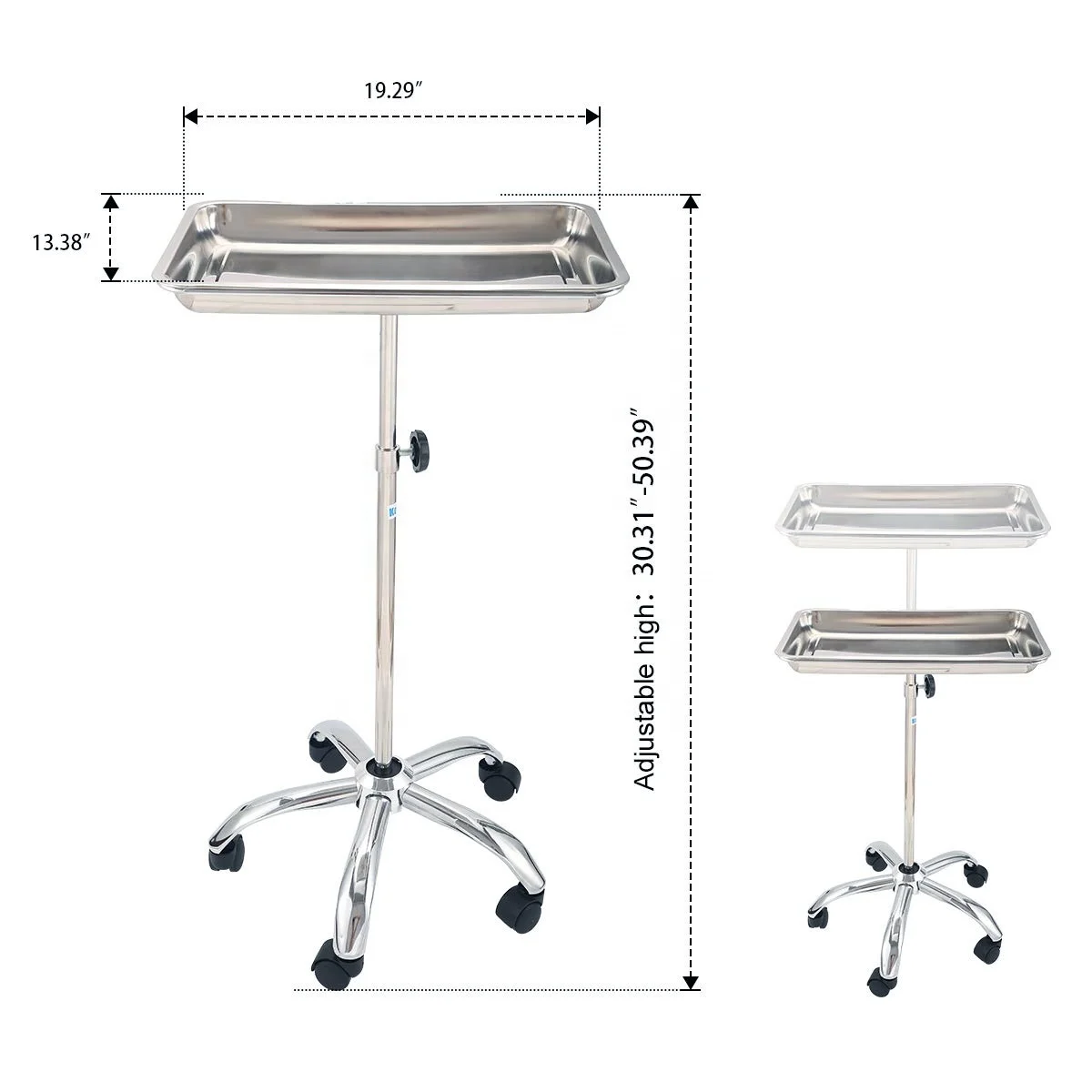 Lexison High Quality Height adjustable Stainless Steel Multi functional Auxiliary Table Cart with castors