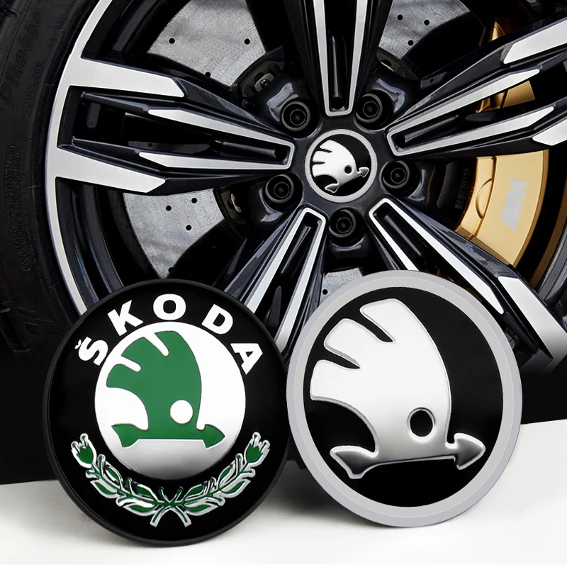 4pcs 56mm+60mm Car Hub Center Wheel Caps Emblem Badge Decals Styling Sticker For Skoda Derivative Rapid Karoq Fabia Kamiq Super