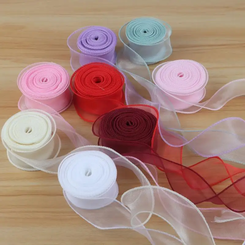 10 Yards Fishtail Organza Ribbon Roll Soft Breathable Sheer Ribbon for Gift Wrapping Bridal Bouquet DIY Hair Bow Handmade Crafts