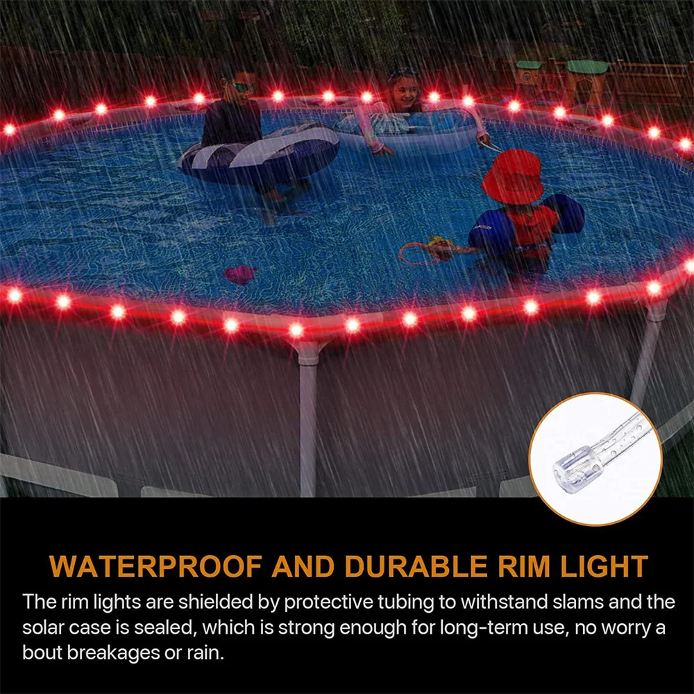 Remote Control Rim Light for Outdoor Pool Color Changing Submersible LED Rim Lights Play at Night Waterproof Trampoline Lights