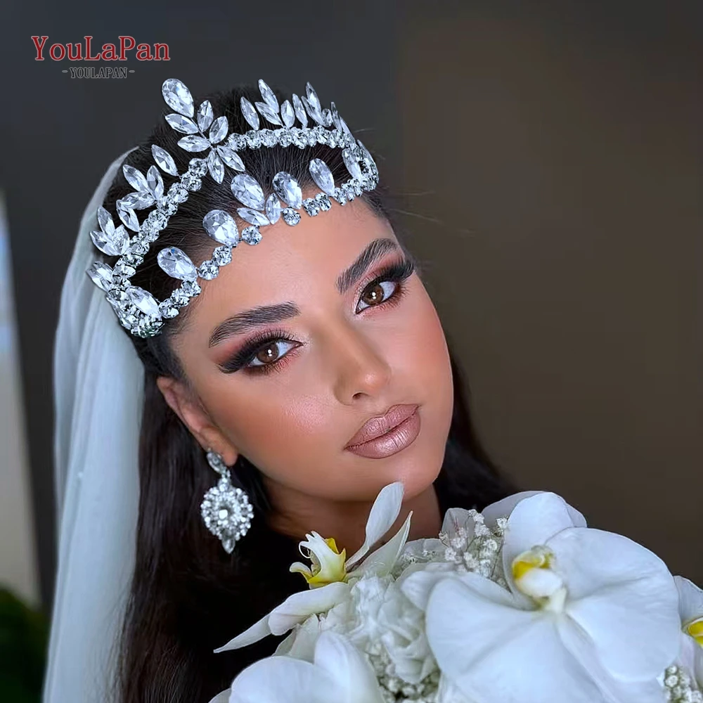 

YouLaPan Baroque Luxury Crystal Bridal Tiaras Crown Headwear Rhinestone Prom Headband Bride Wedding Hair Accessories HP954