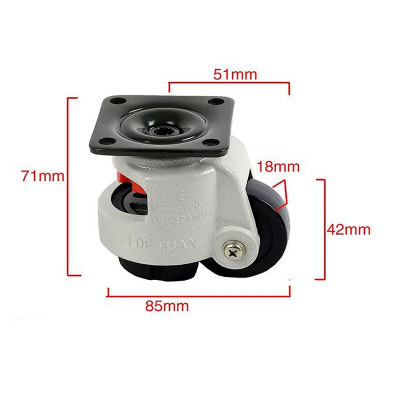 White Foma Wheel Levelling Adjustable Wheel Triangular Plate Caster 40f Foma Wheel Universal Wheel