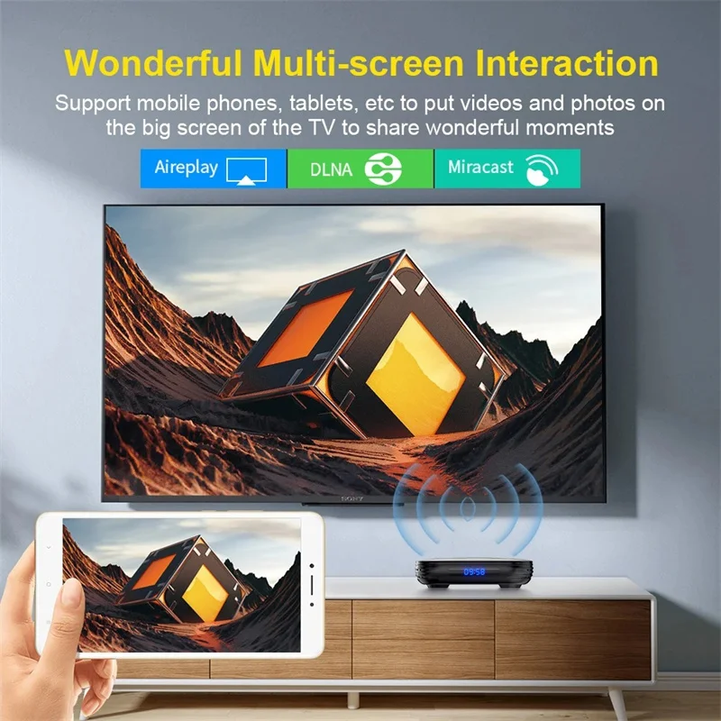 2025 Smart TV BOX 8K 4K BT Voice Media 4G + 64G Android 14 Allwinner Dual Wifi Quad Core TV Stick Mediaspeler Set-top box Snelheid
