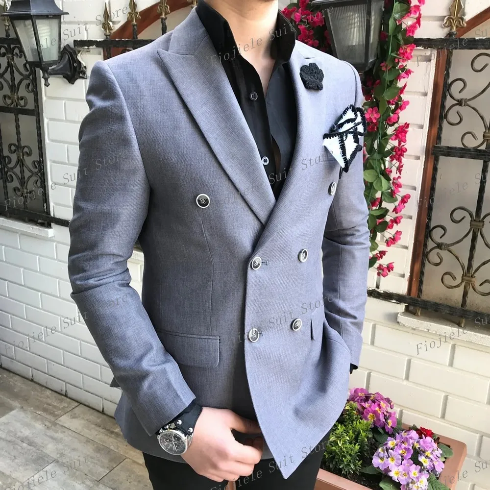 

Grey Jacket Black Pants 2 Piece Set Men Tuxedo Groom Groomsman Business Suit Wedding Party Dress Special Occasions Tuxedo