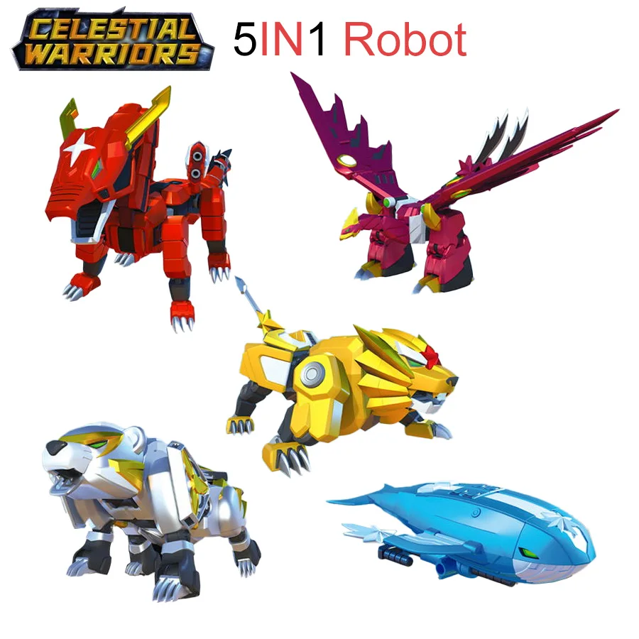 Celestial Warriors Transformer Robot Powers Rangers Action Figures Tiger Dinosaur Transformation Toy Joints Movable Dolls Gifts