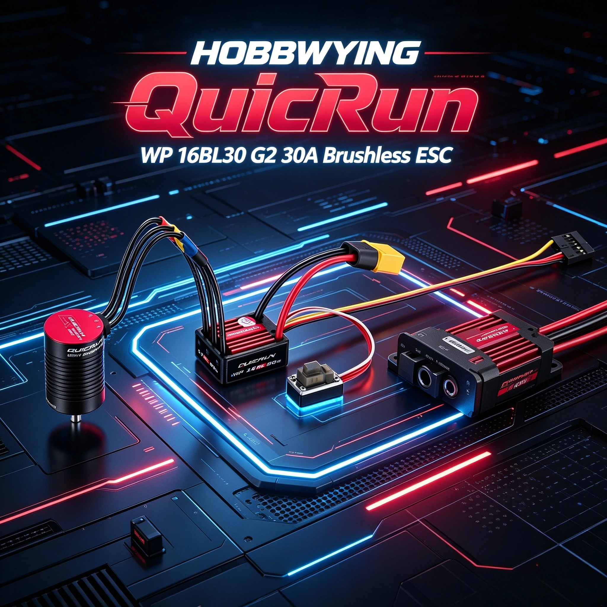 

Бесколлекторный регулятор скорости HOBBYWING QuicRun WP 16BL30 G2 30A для радиоуправляемых моделей 1/16, 1/18: аксессуары для шоссейных автомобилей, багги, монстр-траков