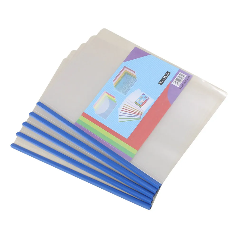 

10Pcs Plastic Transparent Sliding Bar File Folder A4 Report Binder Document Organizer Paper Display Cover Holder