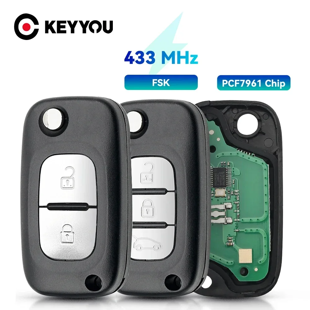 For Renault Clio III Clio 3 Kangoo Master Modus Twingo 2006-2016 433MHz FSK PCF7961A ID46 Flip Remote Key