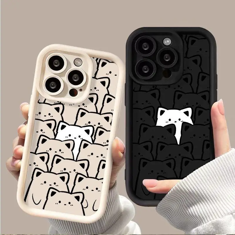 Cute White Bear Case Phone Case for Samsung Galaxy A54 A55 A34 A35 A53 A52 5G A31 A51 A32 A03 A05 A05S A12 A13 A14 A24 A33 Cover