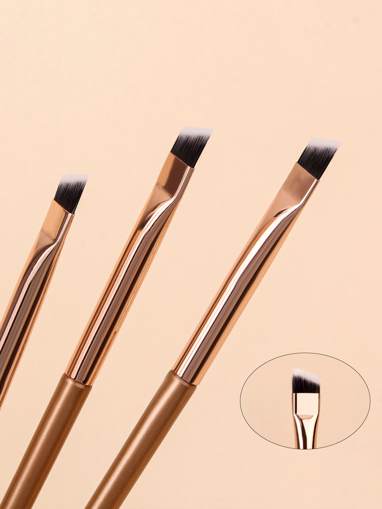 12GOLD Sickle Eyeliner Brush Knife Edge Makeup Brush Liquid Eyeliner Brush Ultra Thin Fine Oblique Angle Flat Head Eyebrow Brush