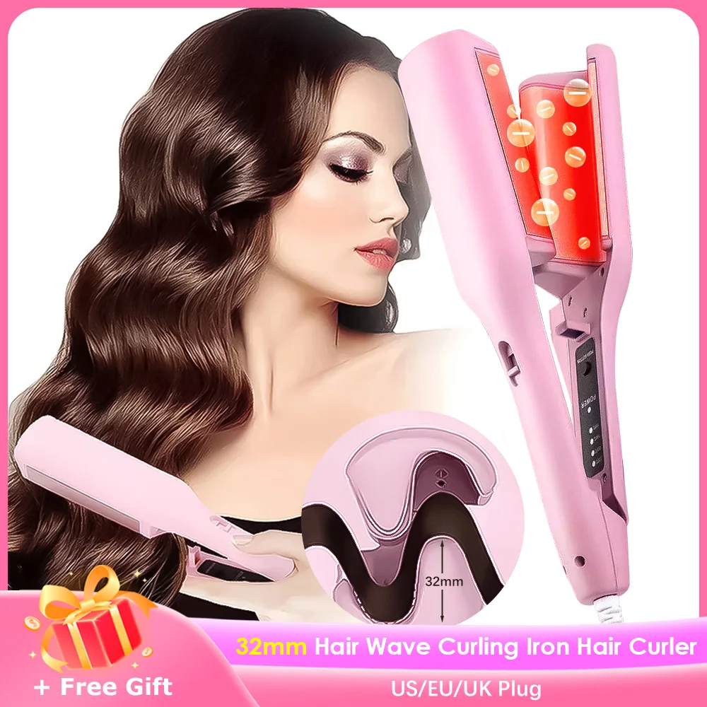 

32mm Hair Wave Curling Iron Professional French Egg Roll Hair Curler Corrugated Wavy Styler Fast Heating Volumizing Styling Tool