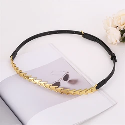 2024 New Fashion Metal Waist Chain Belts For Women Fishbone Chain Strap Rope Female Fine Waistband Dress Shirt Decoratio