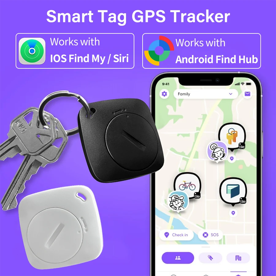 

Smart Tag Bluetooth GPS Tracker Locator Compatible with iOS Android Global Locator Tracking Device for iPhone Vehicles Pets Kids