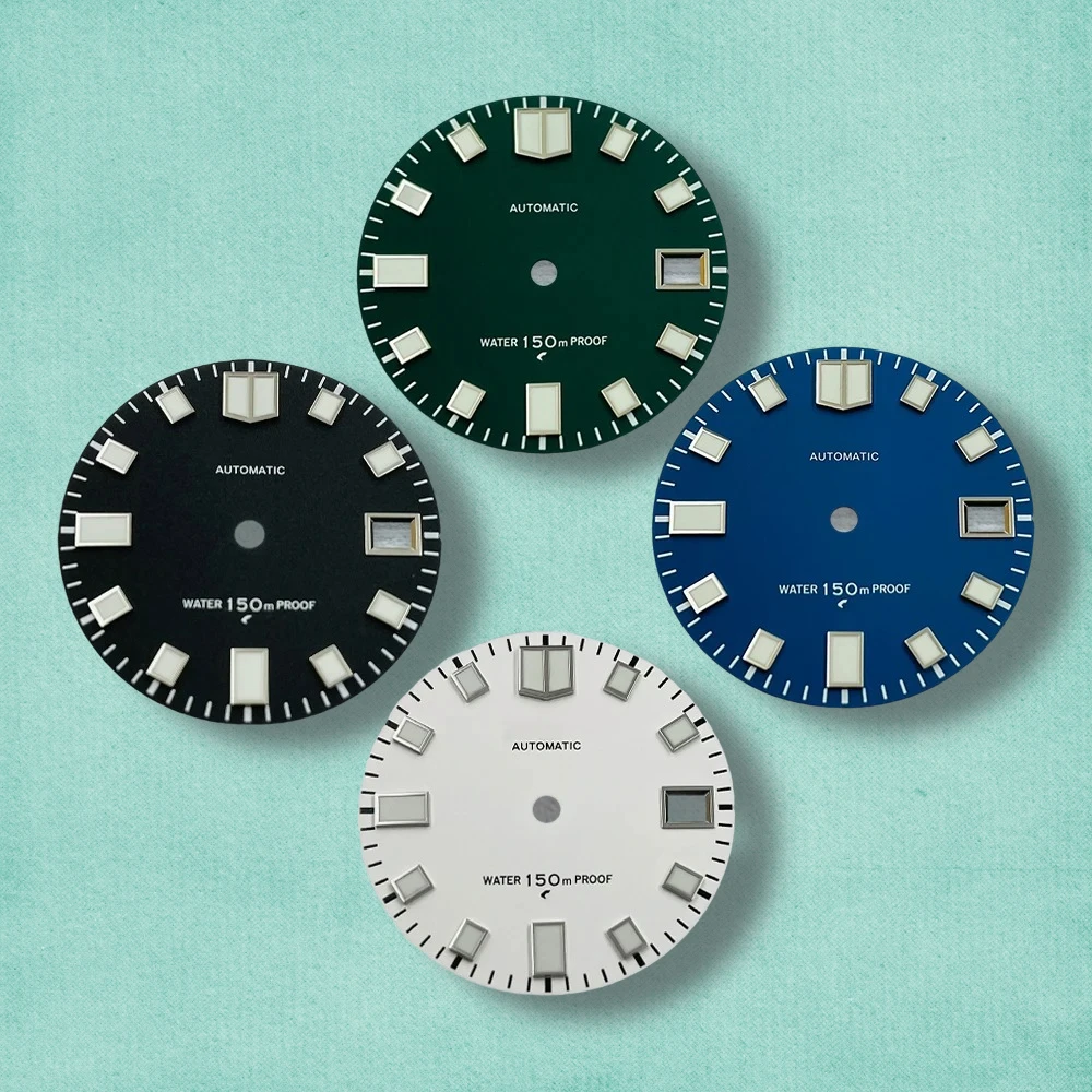 

28.5mm S Logo Matte Dial Fit NH35/NH36/4R/7S Japanese Movement Green Luminous Diving High-Quality Watch Modification Accessories