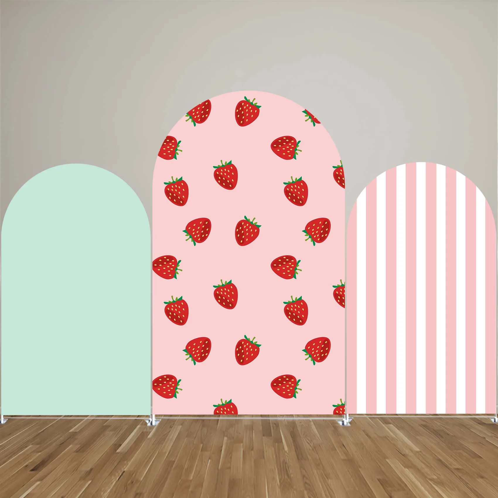 Strawberry Arched Stand Cover ,Pink Arch Backdrop Cover, Girls Birthday Baby Shower Party Decor,Double-sides-Elasticity-Washable