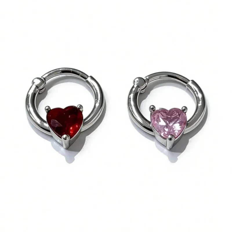 Fashion Nasal Septum Ring Perforation Click Type Nose Stud Hinged Love Nose Ring Puncture Jewelry